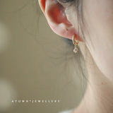 Zircon Stud Earrings 925 Silver Plated 14K - Small Sparkling Design