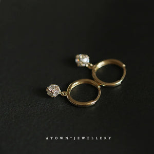 Zircon Stud Earrings 925 Silver Plated 14K - Small Sparkling Design