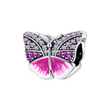 Pink Pansy Flower Charm Bracelet Necklace S925 Sterling Silver Girl Jewelry