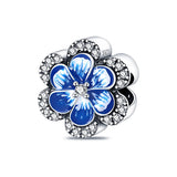 Pink Pansy Flower Charm Bracelet Necklace S925 Sterling Silver Girl Jewelry