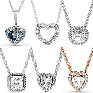Moon & Stars Open Heart 925 Silver Necklace