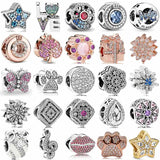 Sparkling Snowflake Rainbow Word Love Star Charm 925 Silver Beads