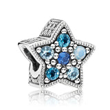 Sparkling Snowflake Rainbow Word Love Star Charm 925 Silver Beads