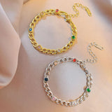 CZ Crystal Ball Charm Bracelet Stainless Steel Bohemia Beach Bangle