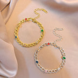 CZ Crystal Ball Charm Bracelet Stainless Steel Bohemia Beach Bangle