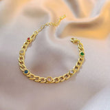 CZ Crystal Ball Charm Bracelet Stainless Steel Bohemia Beach Bangle