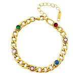 CZ Crystal Ball Charm Bracelet Stainless Steel Bohemia Beach Bangle
