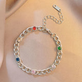 CZ Crystal Ball Charm Bracelet Stainless Steel Bohemia Beach Bangle