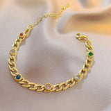 CZ Crystal Ball Charm Bracelet Stainless Steel Bohemia Beach Bangle