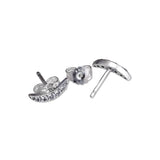 Crescent Moon Stud Earring 925 Silver CZ Bridal Wedding Jewelry Gift
