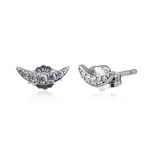 Crescent Moon Stud Earring 925 Silver CZ Bridal Wedding Jewelry Gift
