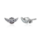 Crescent Moon Stud Earring 925 Silver CZ Bridal Wedding Jewelry Gift