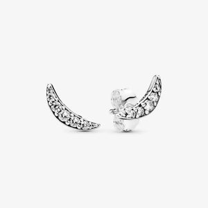 Crescent Moon Stud Earring 925 Silver CZ Bridal Wedding Jewelry Gift