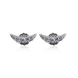 Crescent Moon Stud Earring 925 Silver CZ Bridal Wedding Jewelry Gift