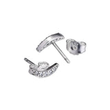 Crescent Moon Stud Earring 925 Silver CZ Bridal Wedding Jewelry Gift