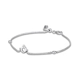 CZ Letter O Chain Bracelet 925 Silver Female Jewelry
