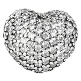 Pave Heart Barrel Ball Clasp Bracelet 925 Sterling Silver Beads Charm