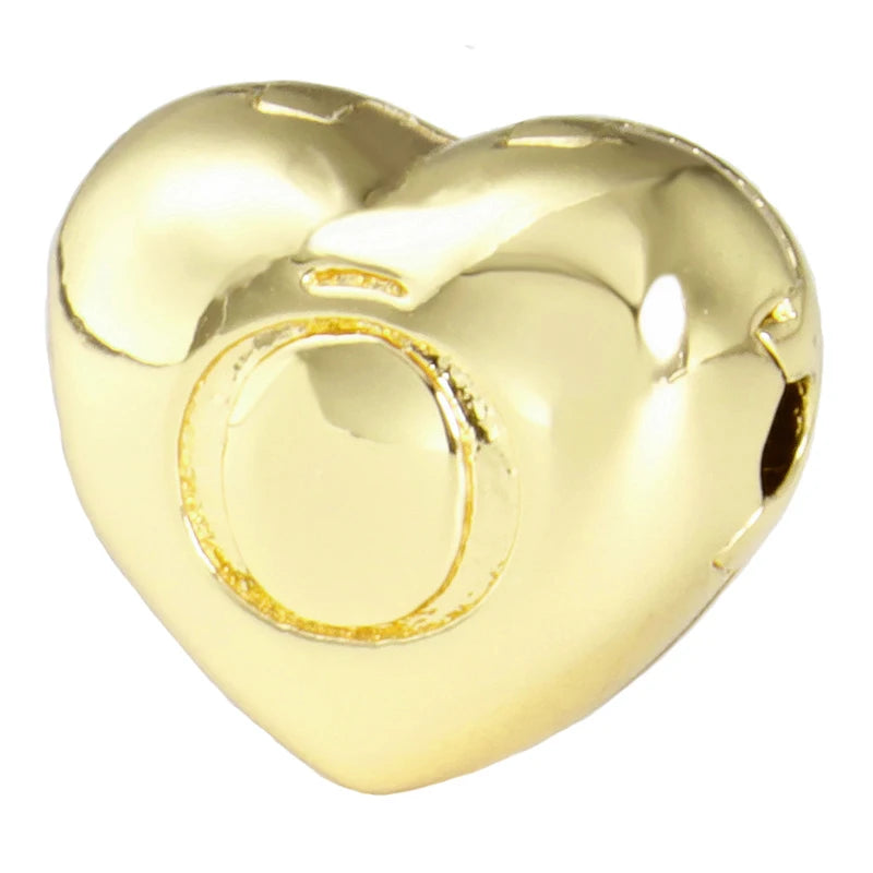 Pave Heart Barrel Ball Clasp Bracelet 925 Sterling Silver Beads Charm