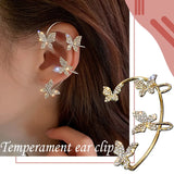 Crystal Leaf Ear Clip Zircon Butterfly Cuff
