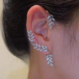 Crystal Leaf Ear Clip Zircon Butterfly Cuff