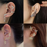 Crystal Leaf Ear Clip Zircon Butterfly Cuff