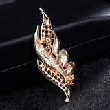 Crystal Tree Leaf Brooches Scarf Pins Flower Stones Brooches