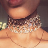 Sparkling Rhinestone Collar Choker Statement Necklace Jewelry