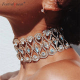 Sparkling Rhinestone Collar Choker Statement Necklace Jewelry
