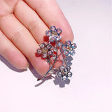 CZ Crystal Flower Brooch Pin High Enamel Jewelry Accessory