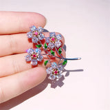 CZ Crystal Flower Brooch Pin High Enamel Jewelry Accessory