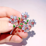 CZ Crystal Flower Brooch Pin High Enamel Jewelry Accessory