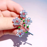 CZ Crystal Flower Brooch Pin High Enamel Jewelry Accessory