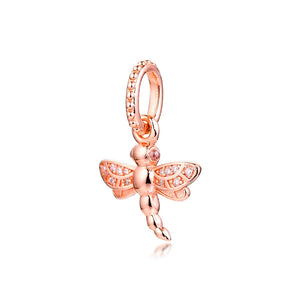 Dragonfly Pendant Charm 925 Silver Beads Bracelet DIY Jewelry Making