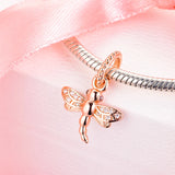 Dragonfly Pendant Charm 925 Silver Beads Bracelet DIY Jewelry Making
