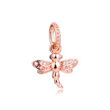 Dragonfly Pendant Charm 925 Silver Beads Bracelet DIY Jewelry Making