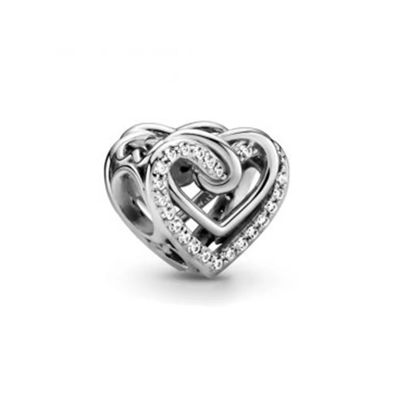Sterling Silver Entwined Hearts Charms for Bracelets