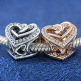Sterling Silver Entwined Hearts Charms for Bracelets