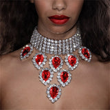 Green Rhinestone Necklace: Banquet Party Crystal Jewelry