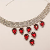 Green Rhinestone Necklace: Banquet Party Crystal Jewelry