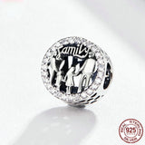 Sparkling Family Forever Charm 925 Sterling Silver Round Beads