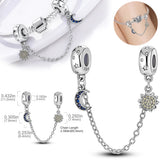 Family Safety Chain Stopper Clip Spacer Charms 925 Silver for Bracelet DIY