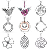 Family Tree & Angel Wings Heart Charm Necklace