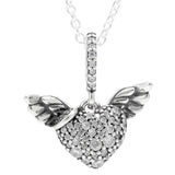 Family Tree & Angel Wings Heart Charm Necklace