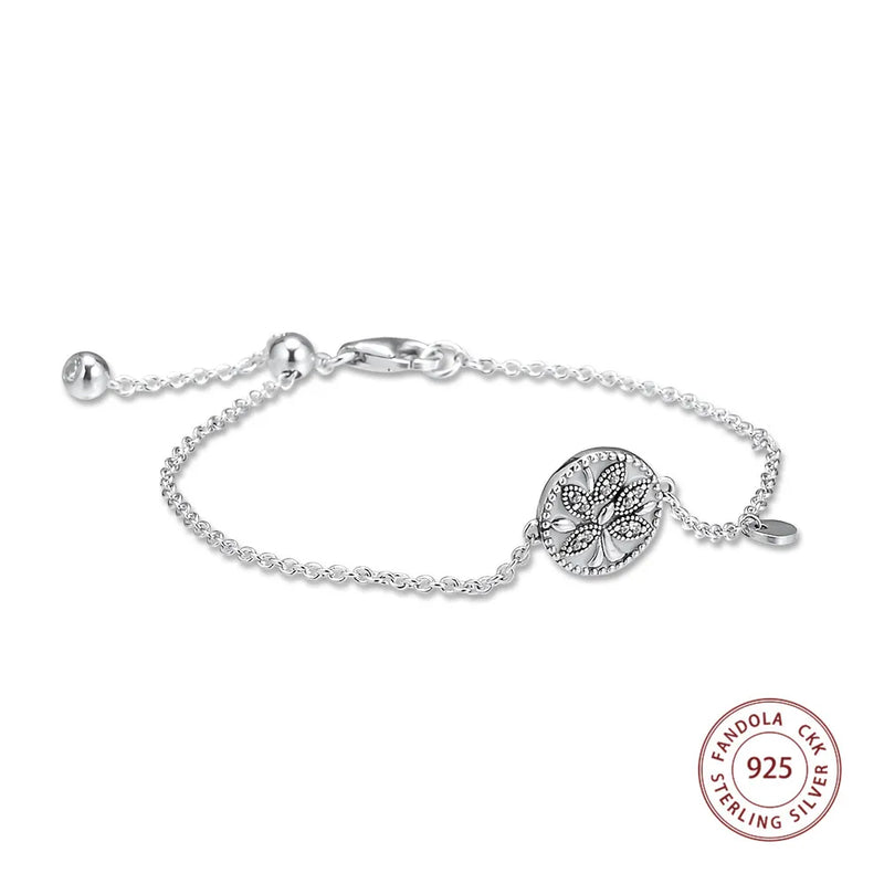 925 Silver Family Tree Slider Bracelet for Women