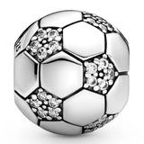 Sparkling Football & Hearts Honeybee Charm 925 Sterling Silver Bead