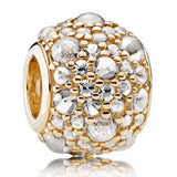 Sparkling Football & Hearts Honeybee Charm 925 Sterling Silver Bead