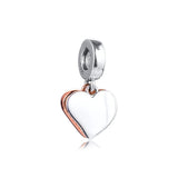 Heart Dangle Charm 925 Sterling Silver Rose Metal Beads Bracelet Women DIY