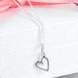 Freehand Heart Necklace 925 Sterling Silver CZ Pendant Jewelry