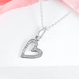 Freehand Heart Necklace 925 Sterling Silver CZ Pendant Jewelry