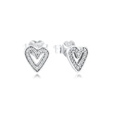 Freehand Heart Stud Earrings 925 Sterling Silver Jewelry For Woman